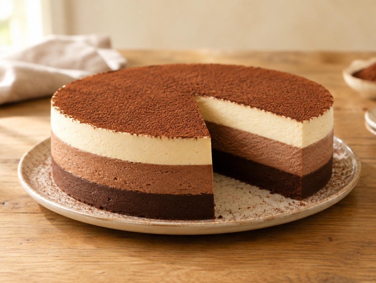 Tarta de tres chocolates